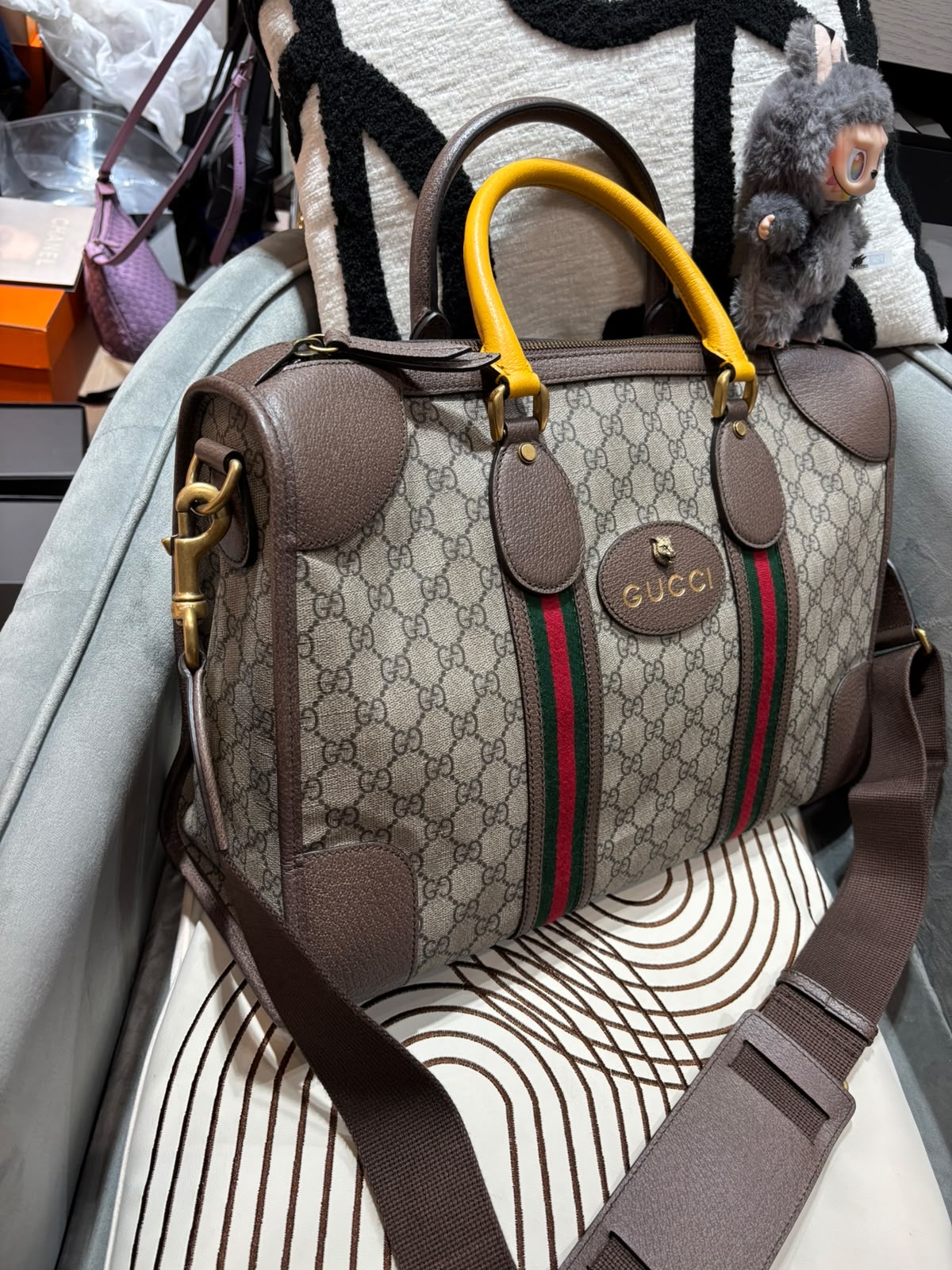 GUCCI Neo Vintage GG Monogram Web Duffle 2 way bag 480500  100%Authentic, 98%New✅Dust bag