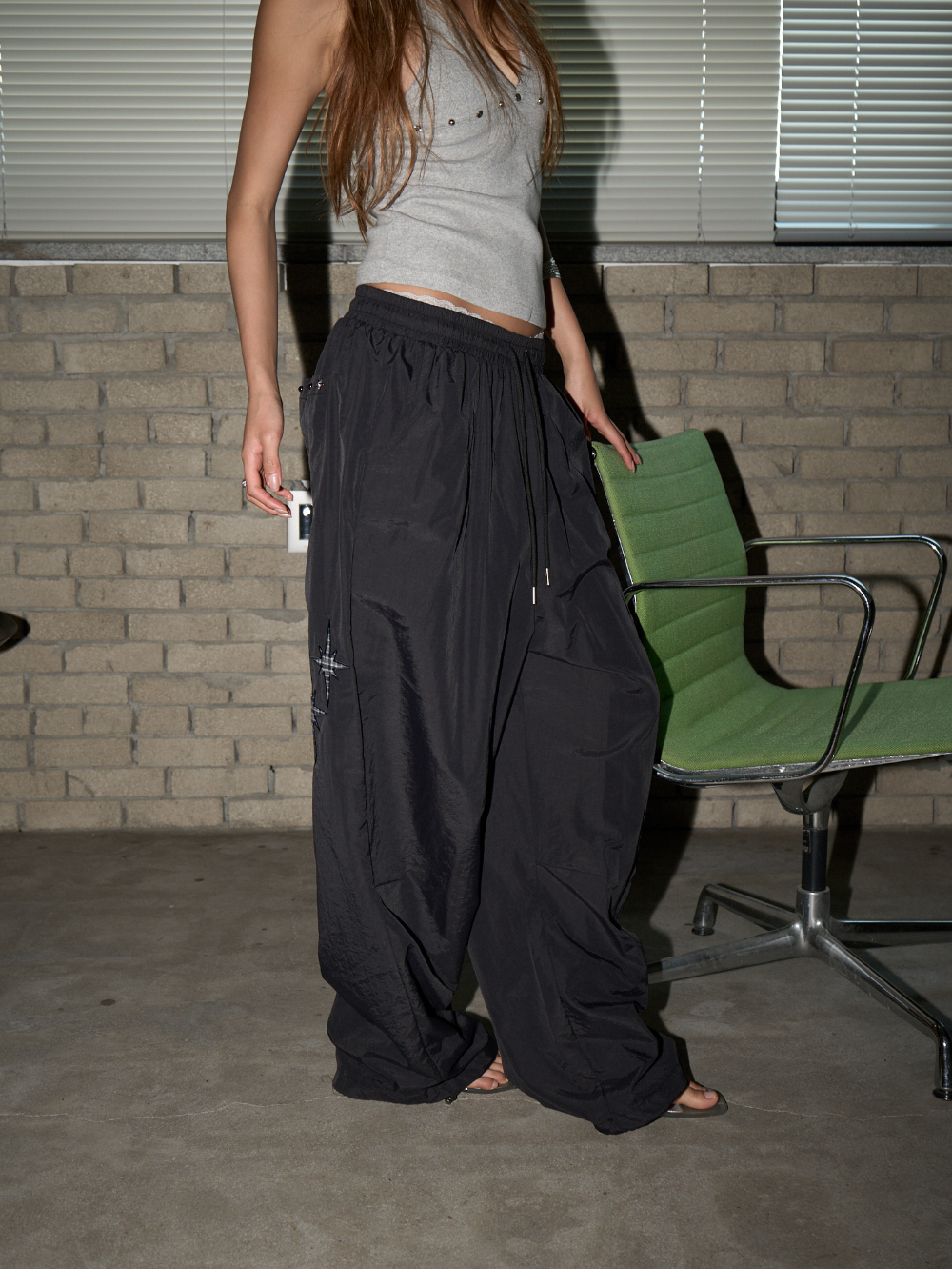 Star Embellished Nylon Pants