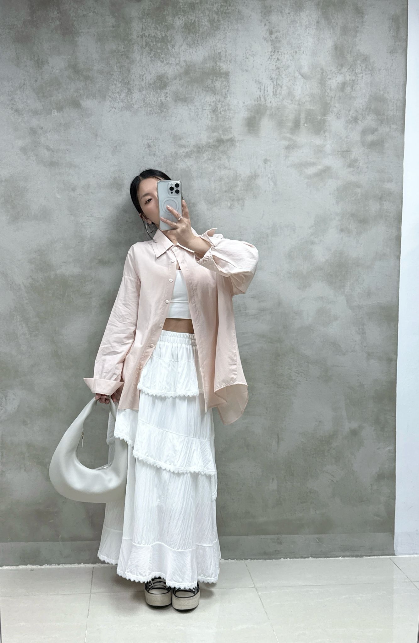 A07 層次感喱士邊半裙