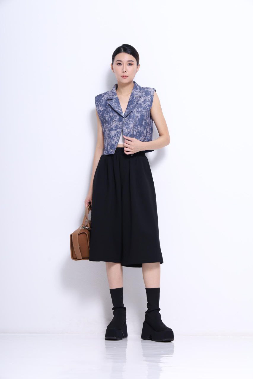 褶皱宽脚裤 1602