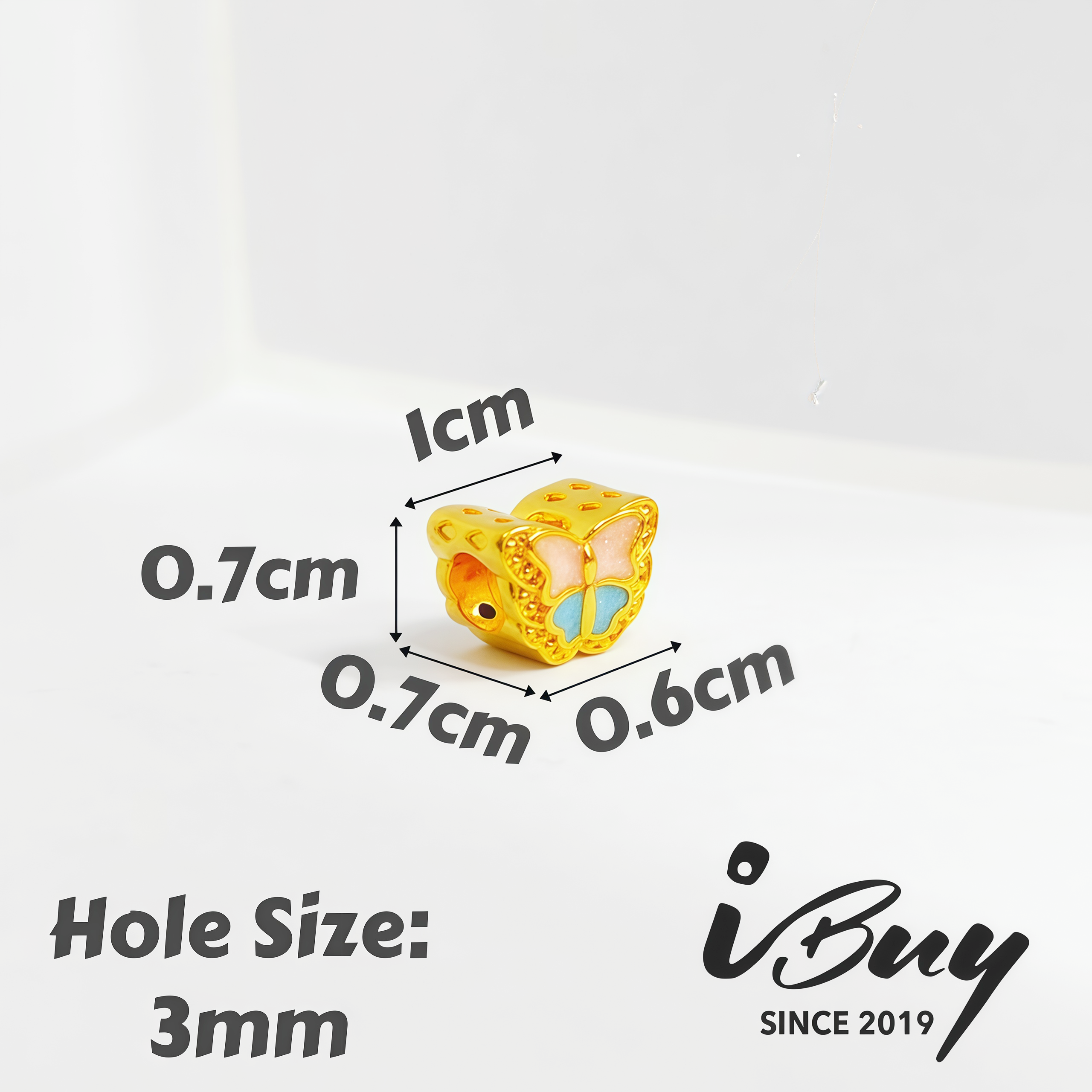 916 HARD GOLD ENAMEL STARRY SKY BUTTERFLY BEAD 916 硬金 珐琅星空蝴蝶串咀