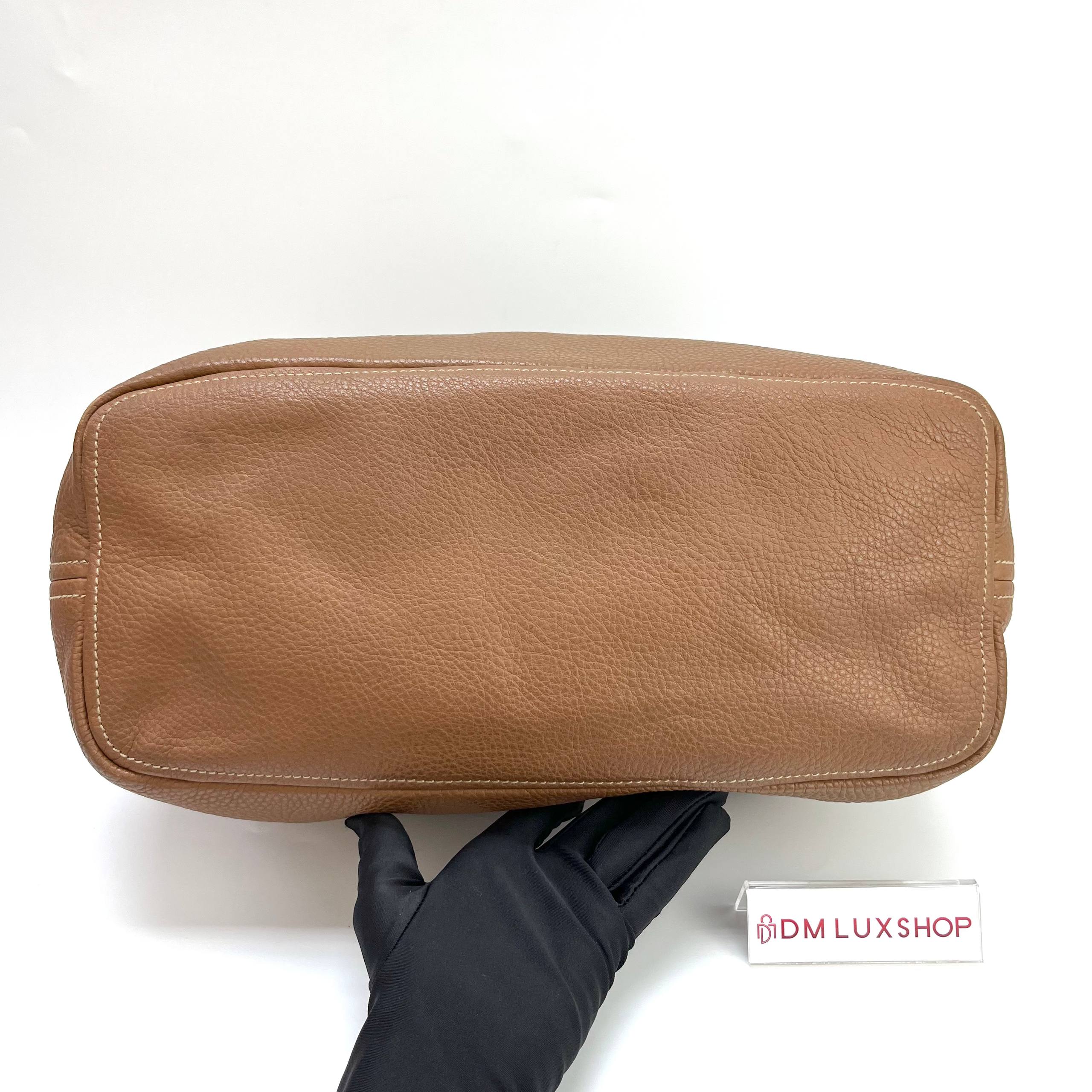 Prada Brown Leather Vitello Daino Hobo Bag GHW