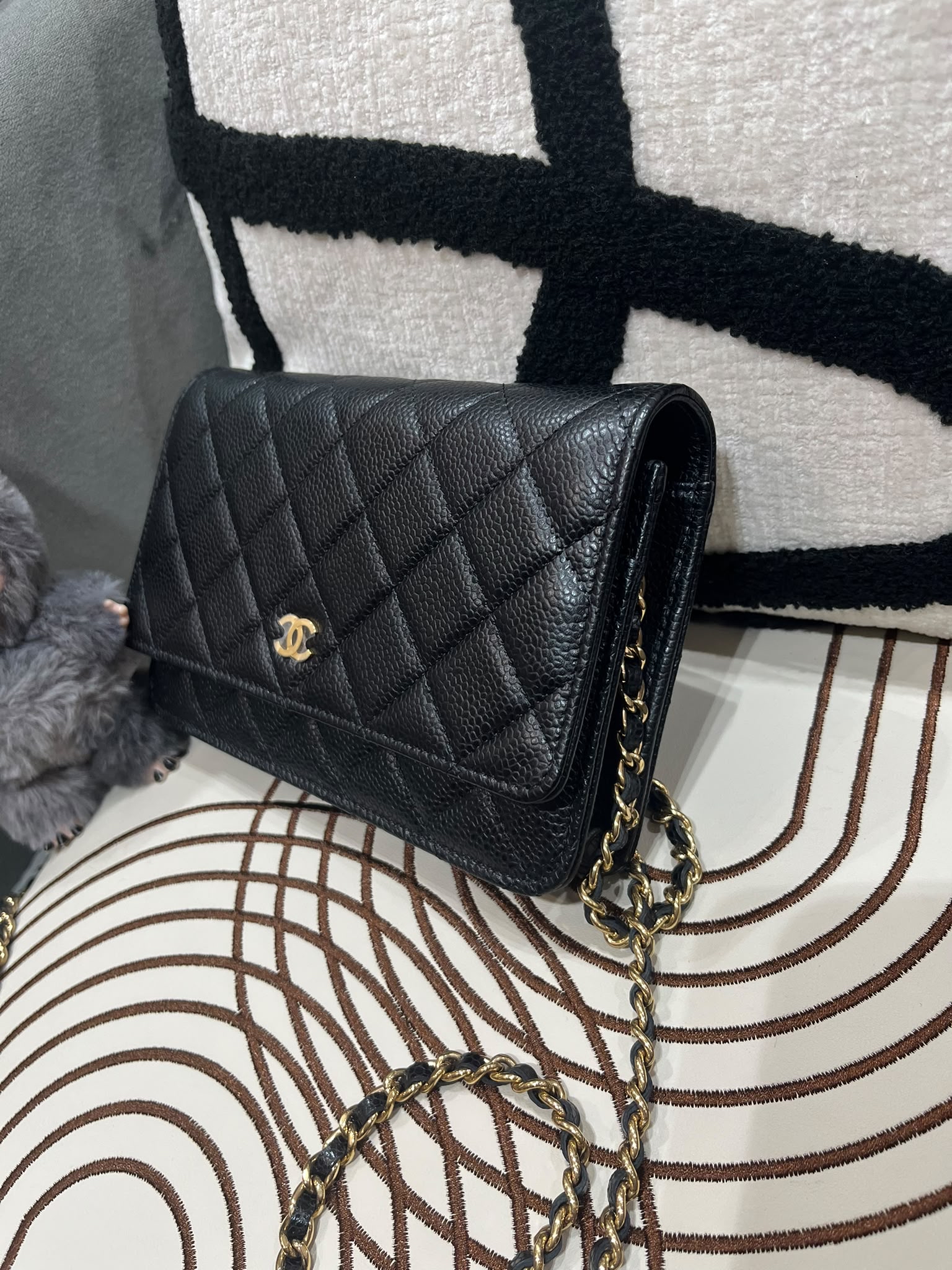Chanel Wallet On Chain 黑色荔枝牛皮金鏈 100%Authentic, 99%New ✅晶片 ✅Dust bag ✅Box