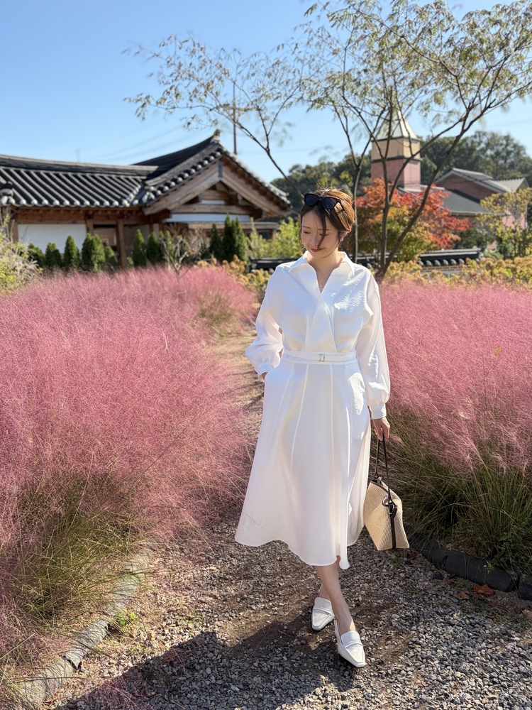 The Madeleine Belted Dress (White)
