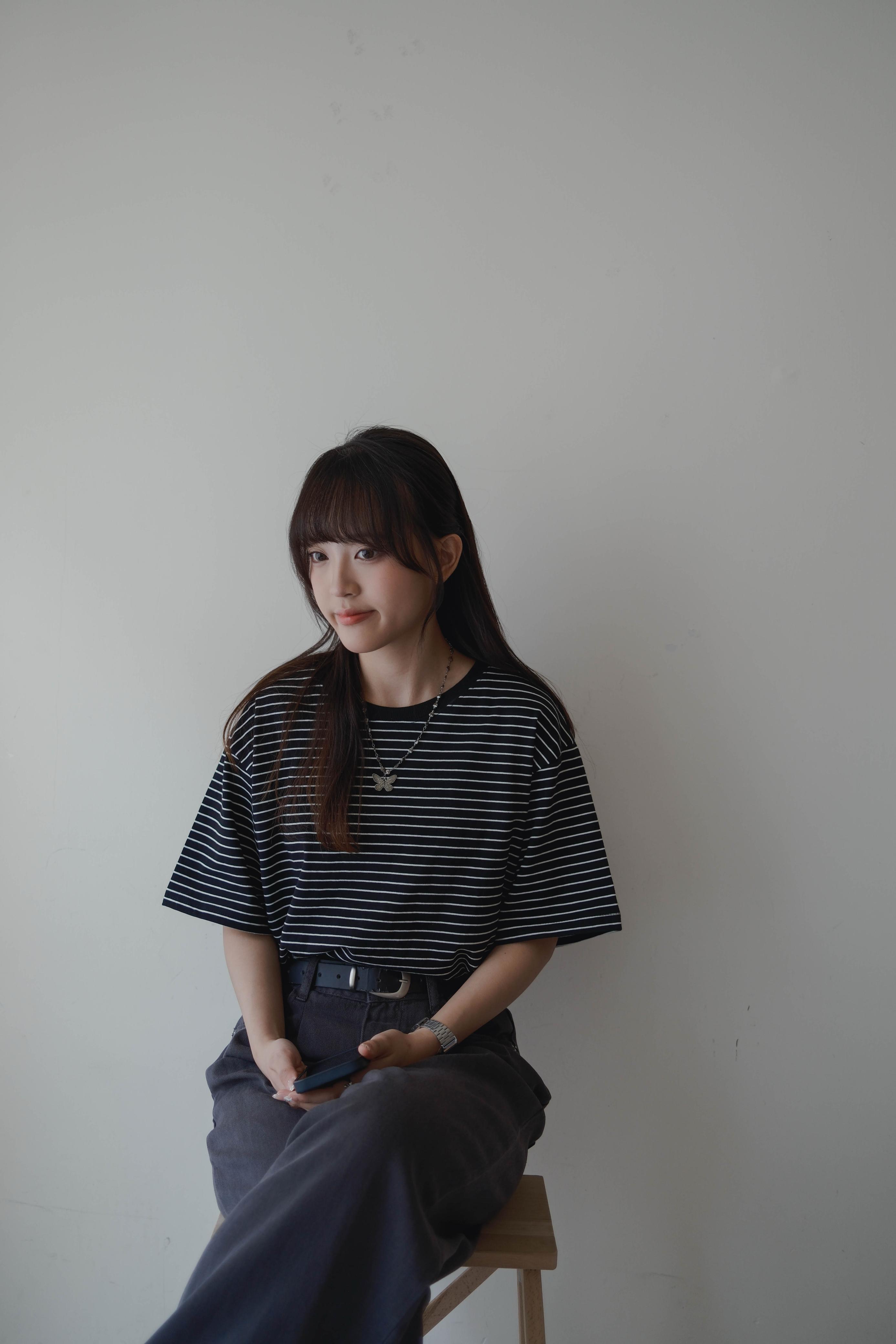 撞色橫間寬鬆Tee (三色)