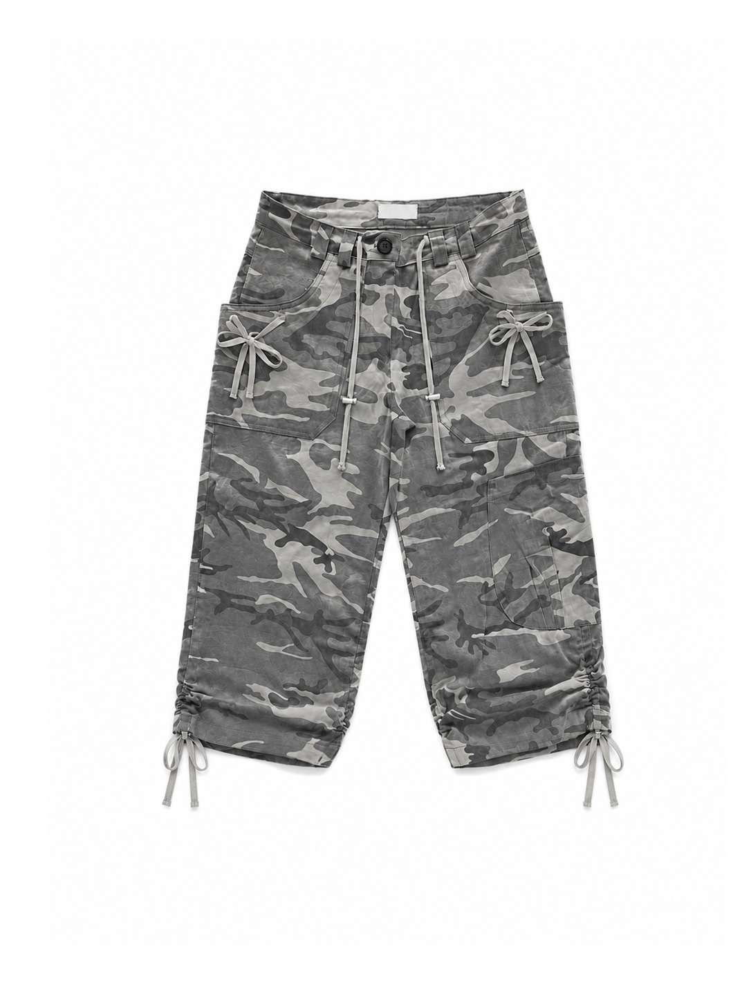 Camo Drawstring Cargo Capris