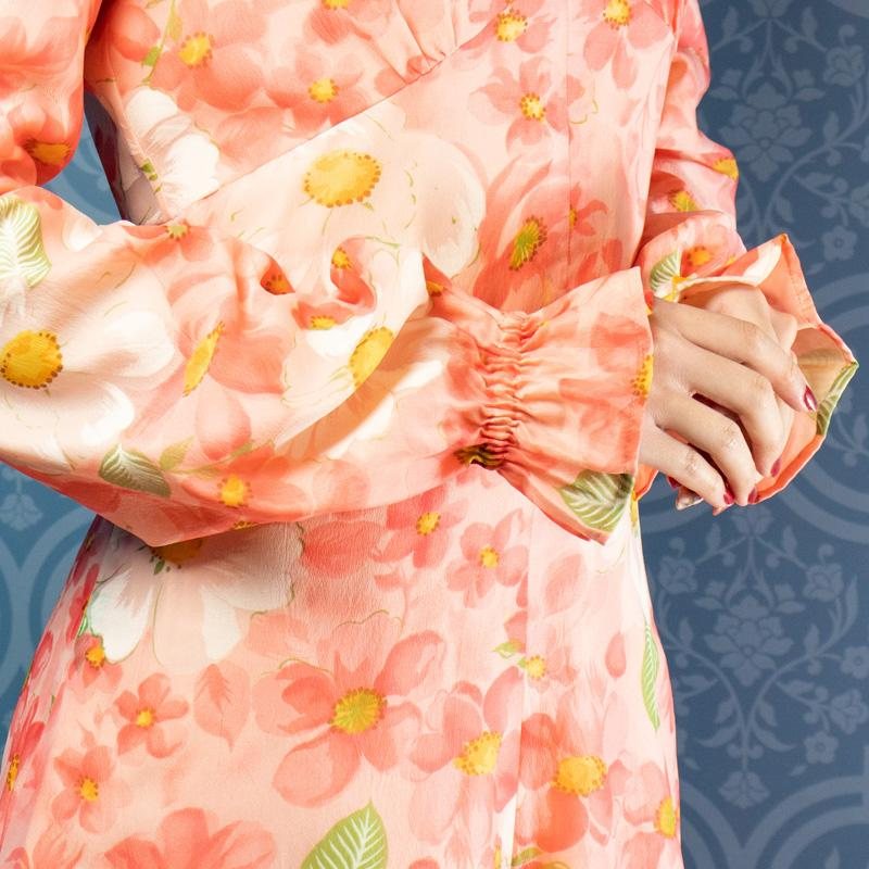 C.a. 1970s Peachy Pink Flower Girl Spring Dress(MU102-11)