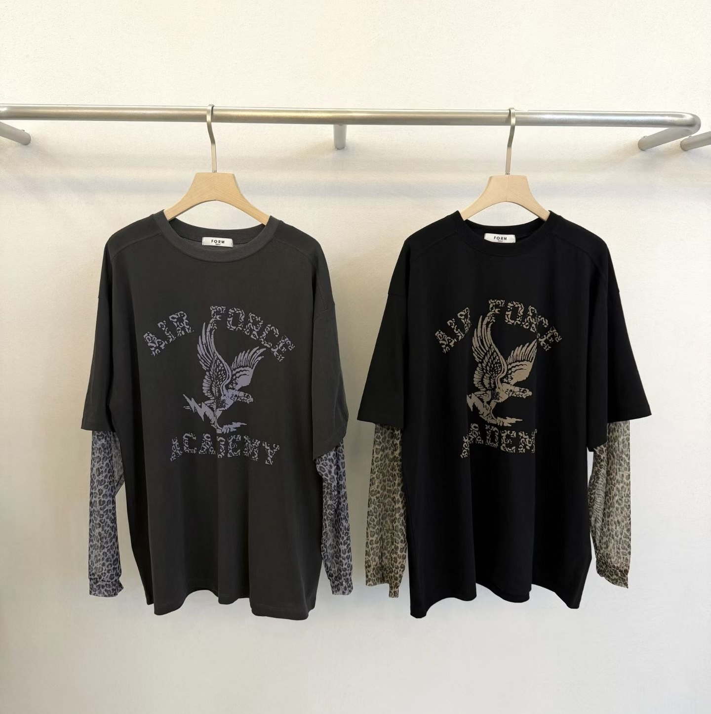 假2 件豹紋袖Tee