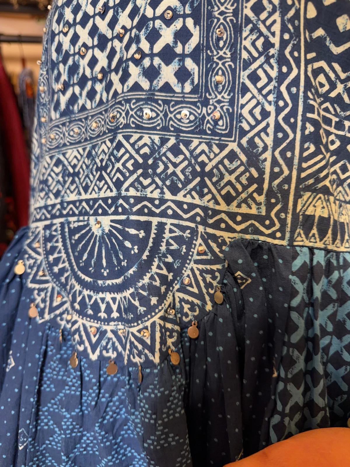 1634 White x Blue Block Print OP