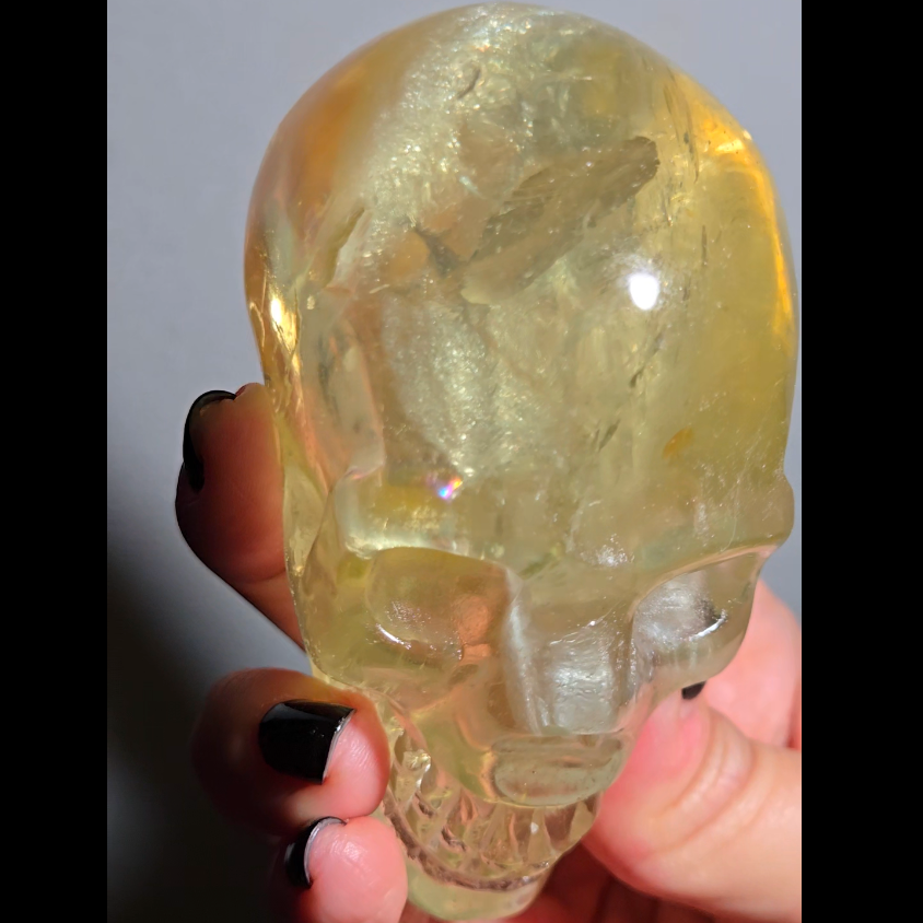 High-grade citrine skull with rainbows and saturation - C58