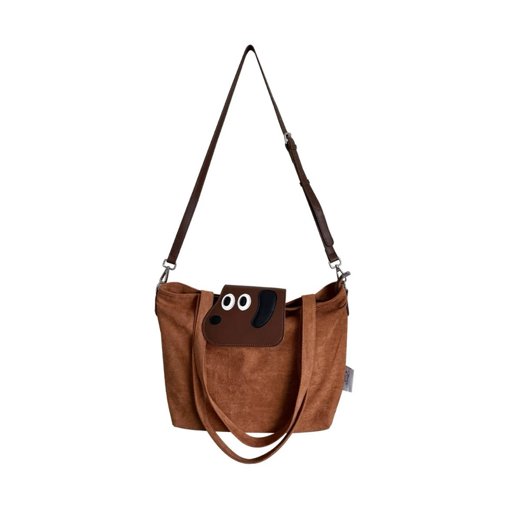 大眼汪汪小狗絨布托特包