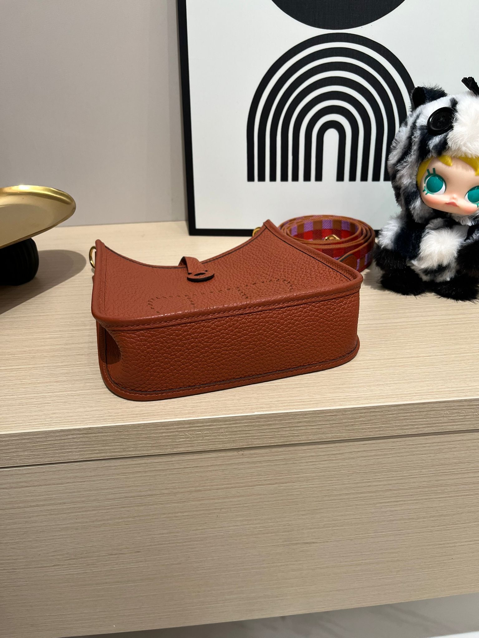 Hermes mini evelyne ,STAMP U，6C 古銅色 100%Authentic,95%new ✅內袋✅原裝織紋肩帶✅dust bag  