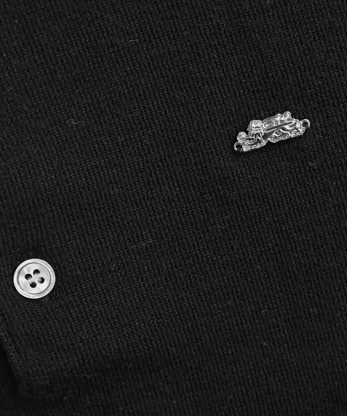 Fine Merino Wool Knit Henley Neck - Black