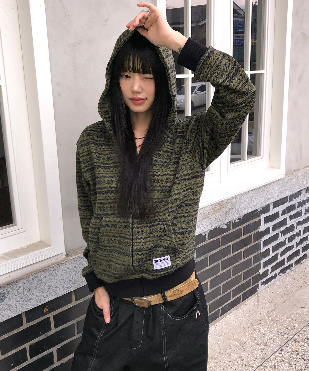 🇰🇷訂購｜SEW-B  25FW｜Snow Hooded Zip-Up (Semi-Crop)  3色