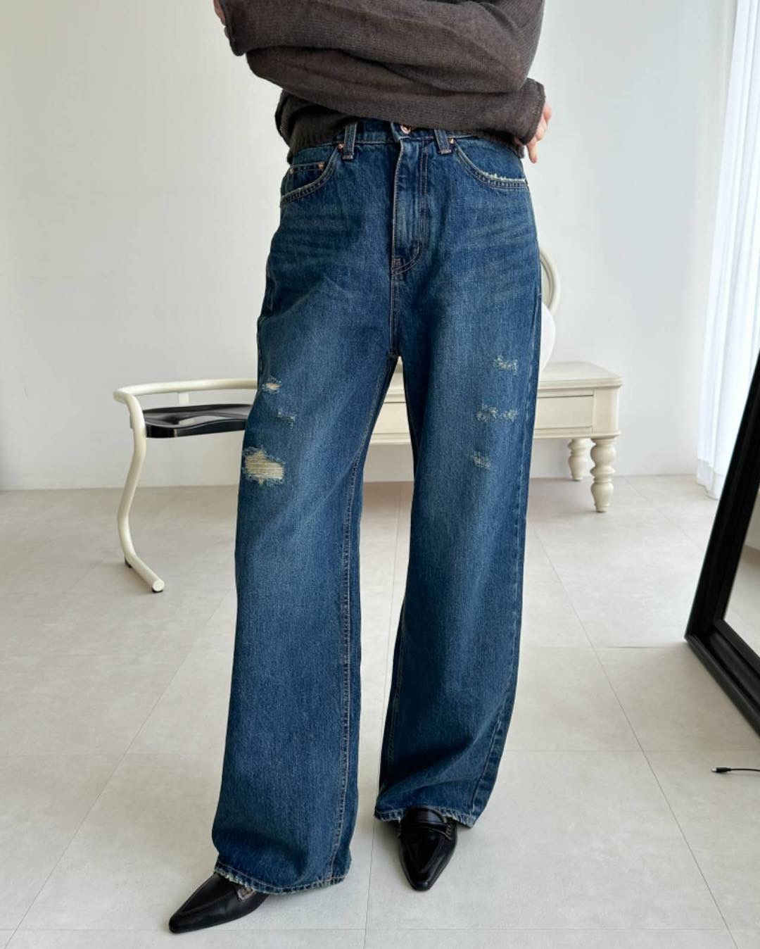 微爛直腳牛仔褲