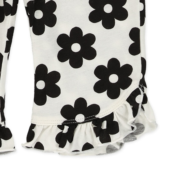 🇯🇵預訂 日本直送🇯🇵黑色花卉滿印荷葉邊半截打底褲