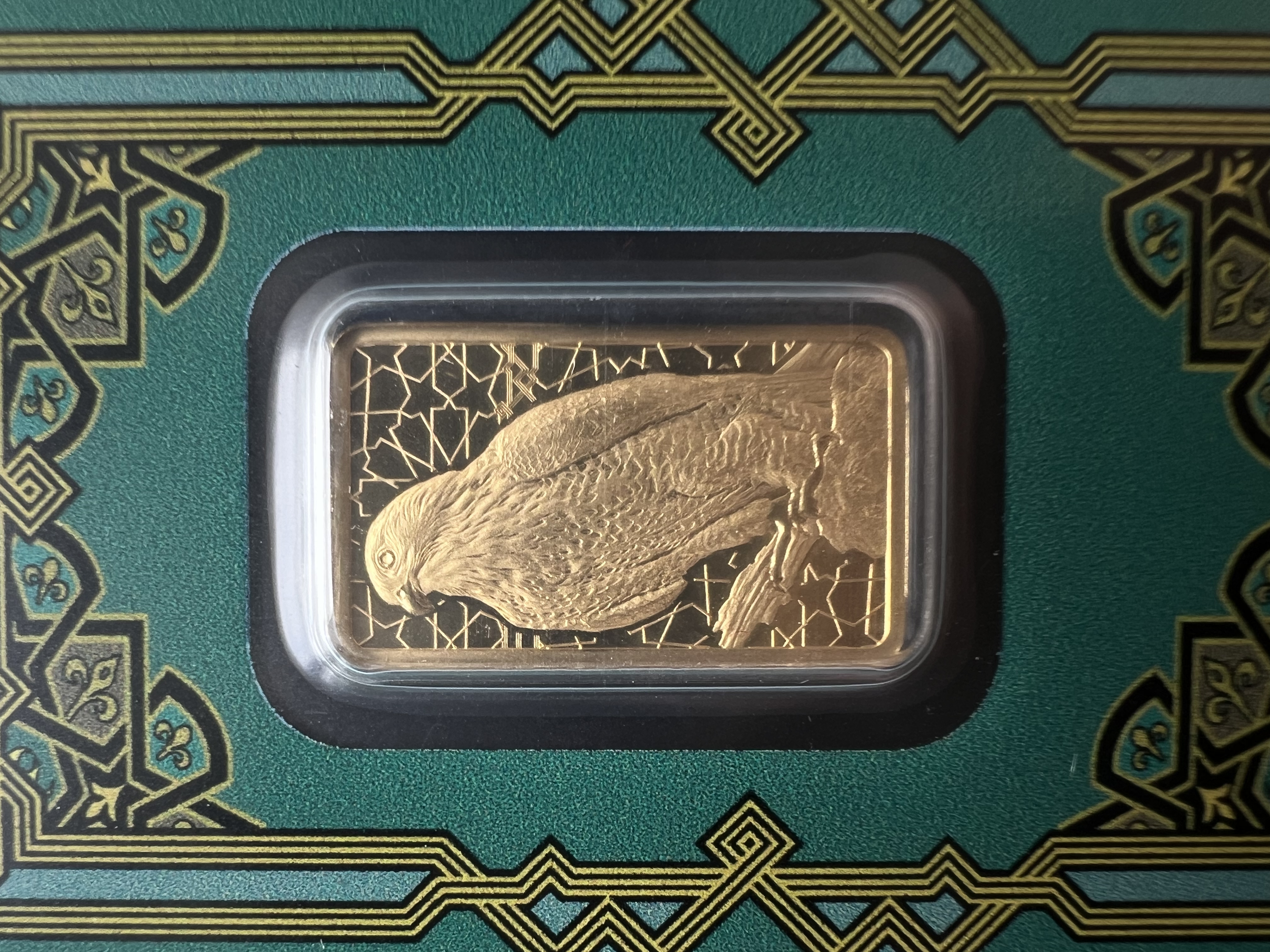 (Nice SN:4339)PAMP Arabian Falcon 5g🇨🇭Swiss Gold Bar Emas 999.9 +  stainless steel Frame 阿拉伯猎鹰