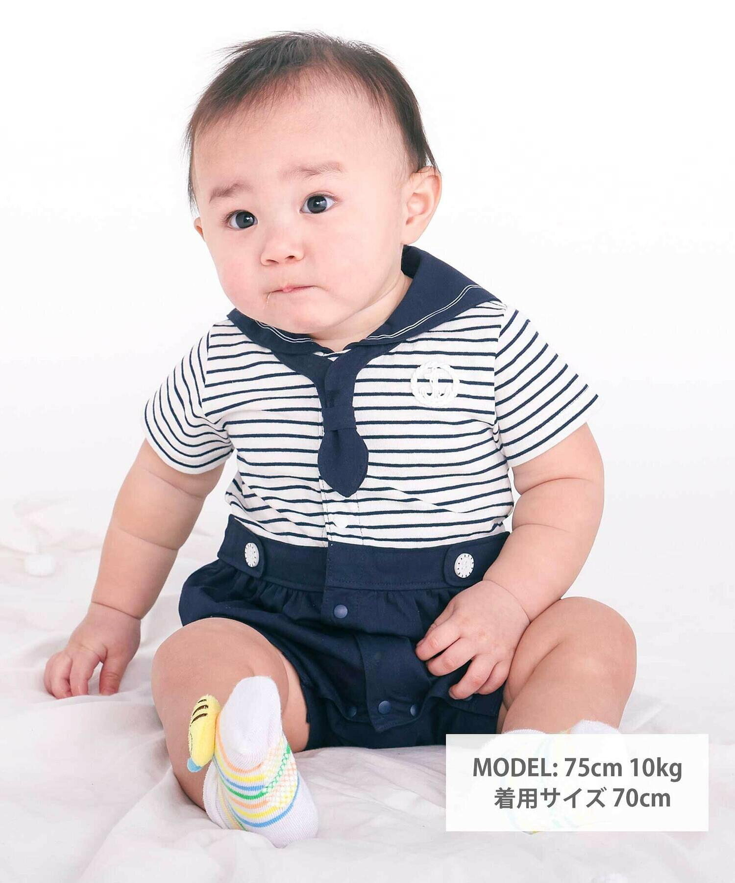 🇯🇵預訂 日本直送🇯🇵Slap Slip Baby兩色海洋風水手領短袖連身服