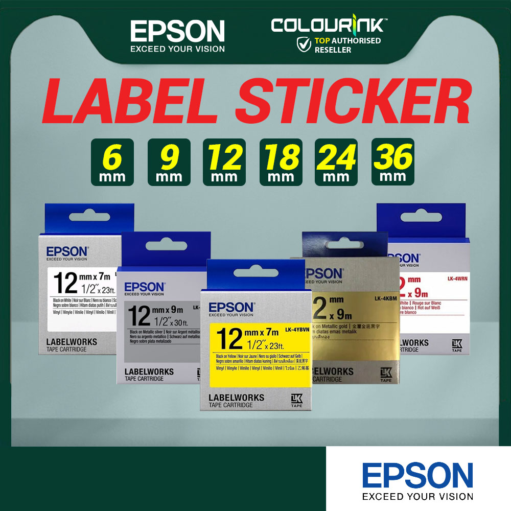 Epson Original Label LK Tape LK-2WBN 3WBN 3YBP 4WBN 4KBM 4TBN Label Sticker for LW-K200 LW-K400 LW-700 LW-600P LW-1000P