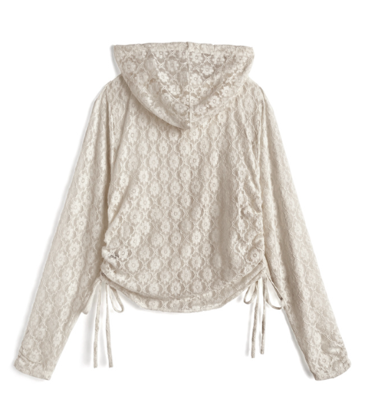 花花蕾絲連帽抽繩外套 [pp250]