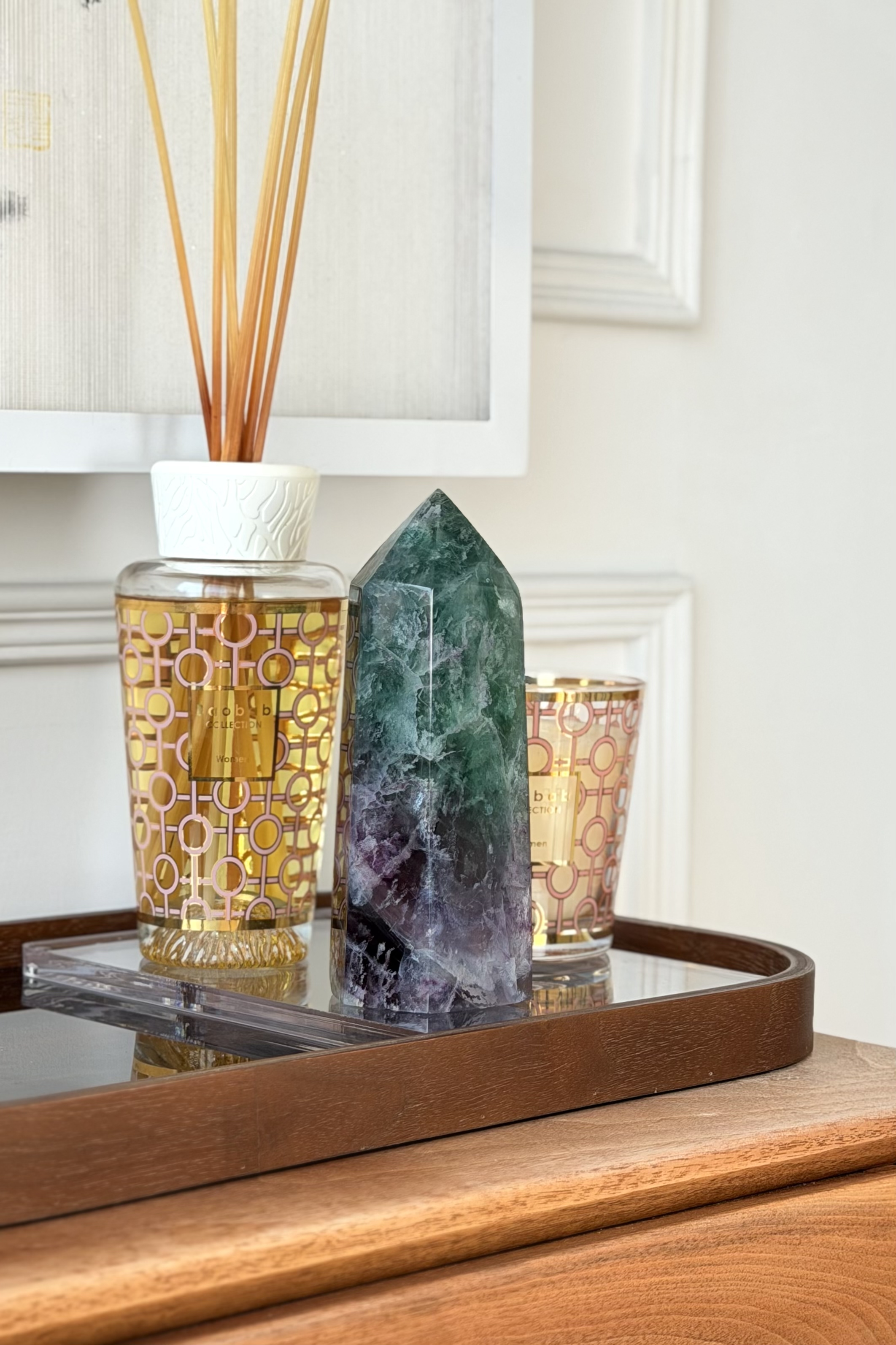 ༒15cm綠紫螢石六角柱༒  FL031C22MGN18-RB5*6fm