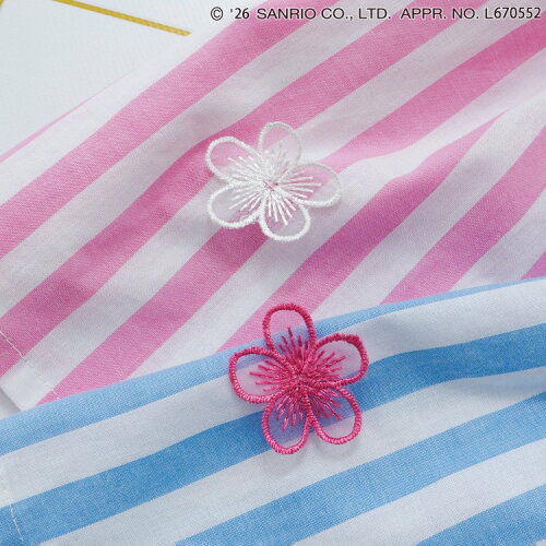 🆕【⭐訂購⭐】🇯🇵日本直送🌀#Sanrio 刺繡 立體花朵 荷葉褶邊 條紋 上衣［2款選］🌀 [ELDA-0265][260529]