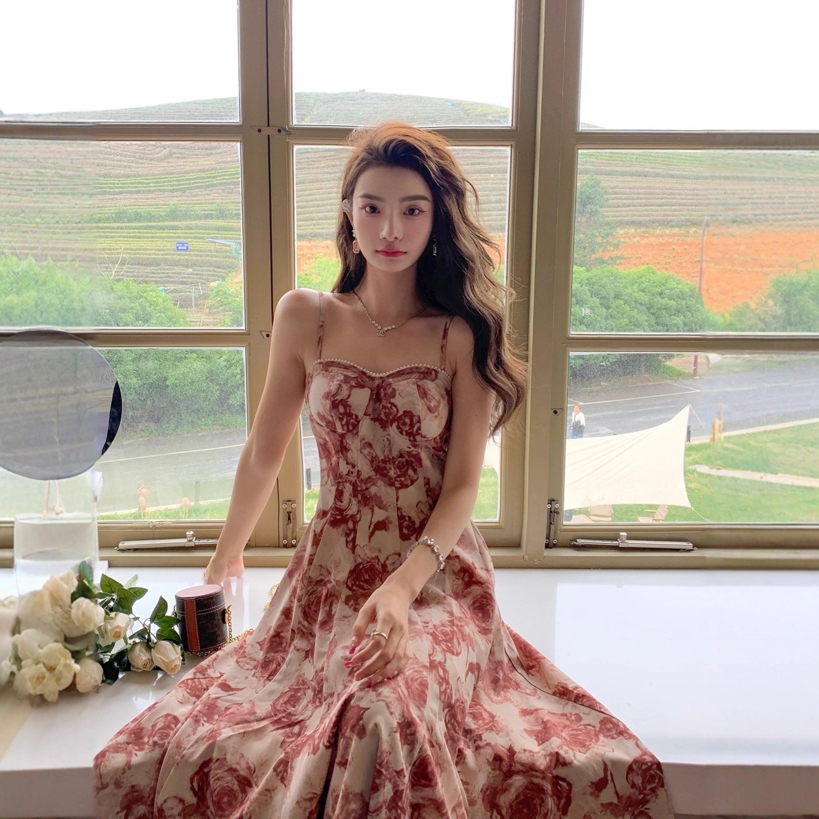 DR452玫瑰法式连衣裙