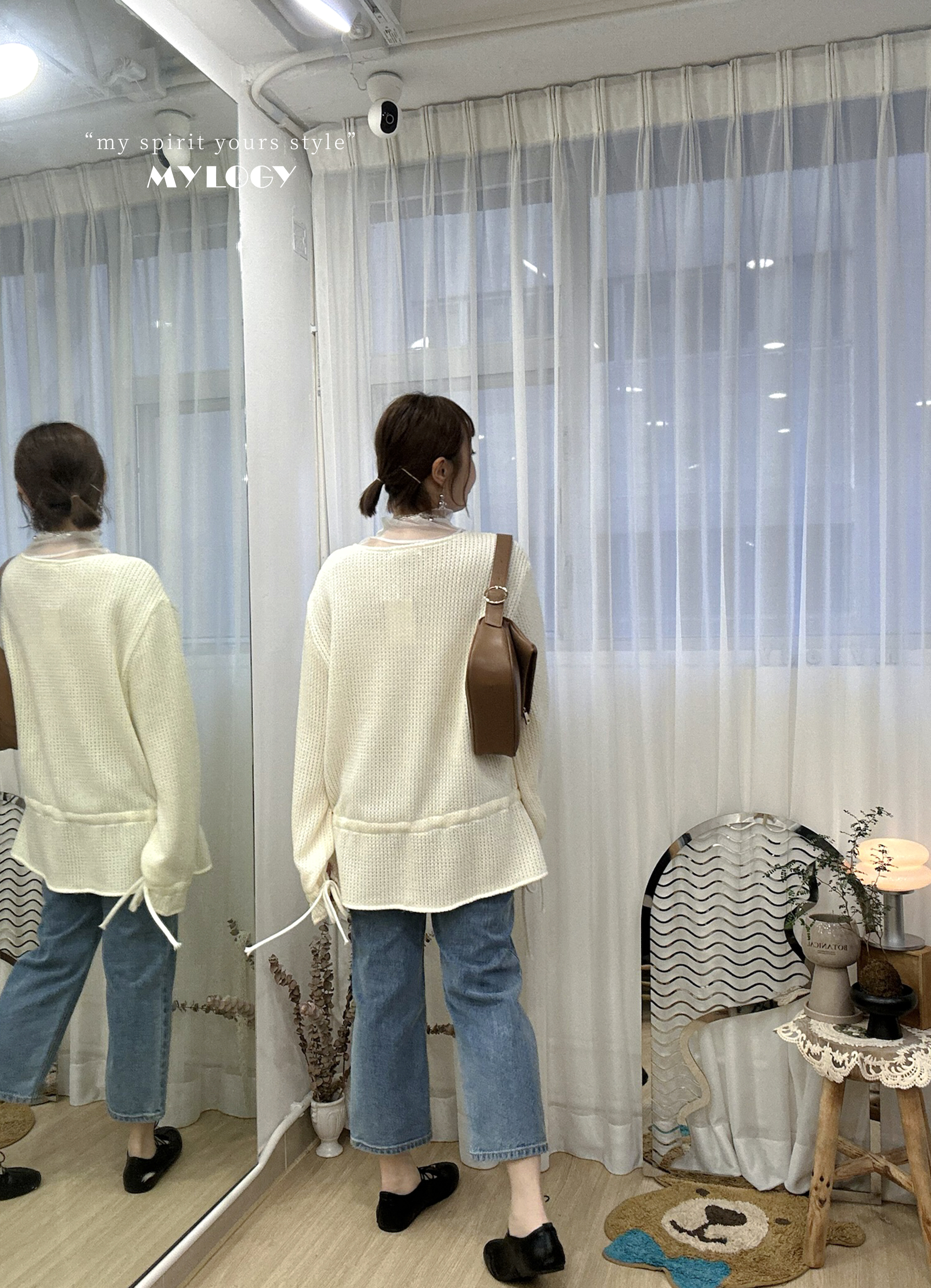 極簡顯瘦～2-ways 索繩開胸針織 UL0001