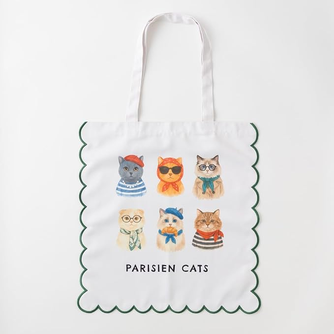 【日本直送】Jubilee 可愛刺繡波浪邊 Tote Bag！貓奴狗奴必備大容量手提袋 