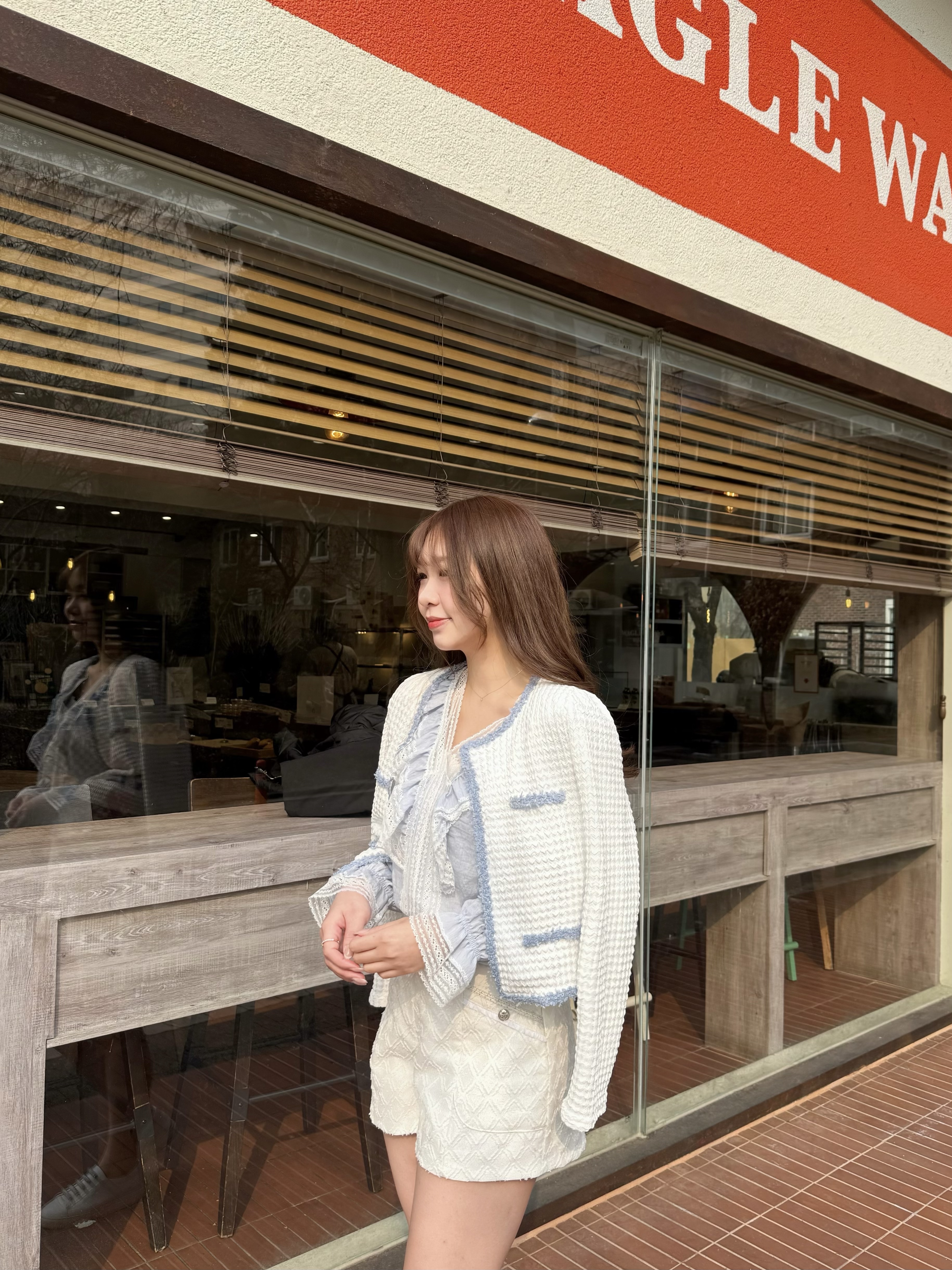 The Shimmer Denim Shorts with button