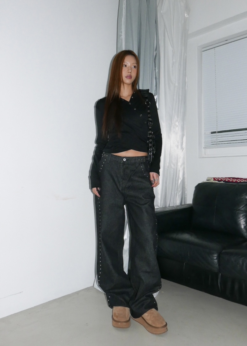 Asymmetric Snap Button Long Sleeve