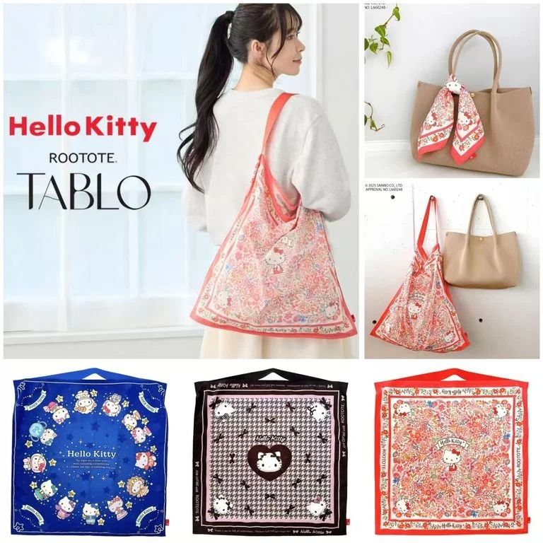 日本 Rootote tablo Hello Kitty 圍巾 tote bag (3款選擇)