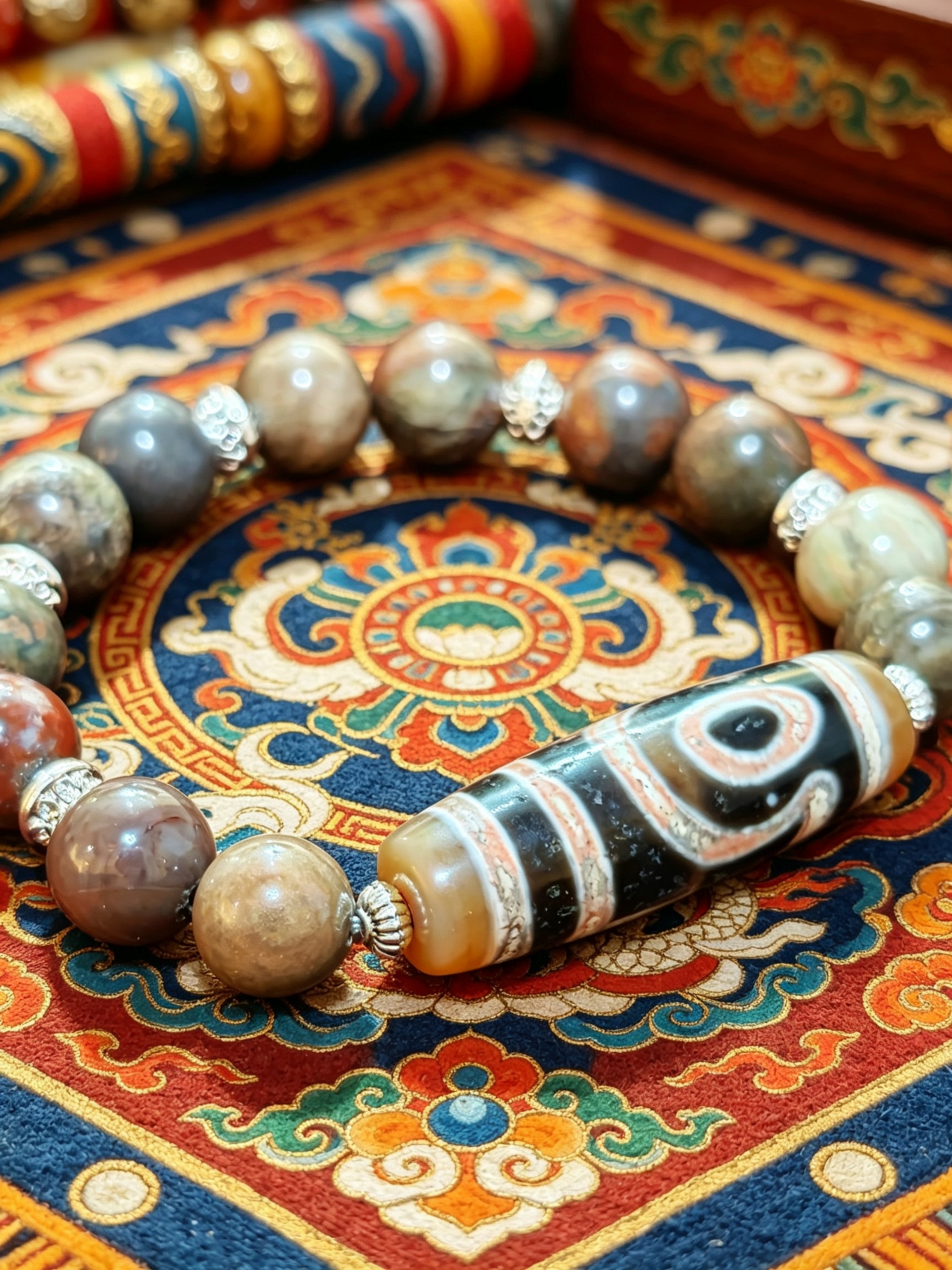 「朱砂二眼天珠」26043