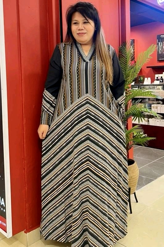 STRIPE DRESS in Black Gold