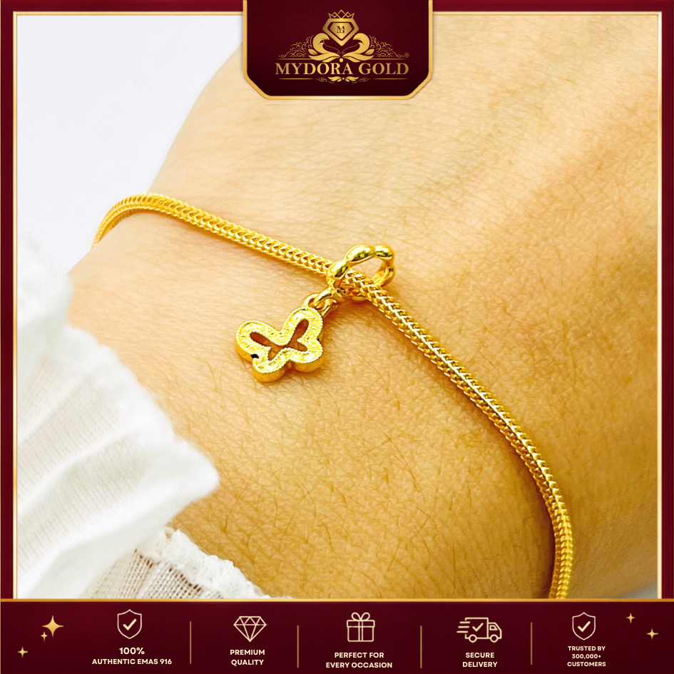 MYDORA Charm Emas 916 Mini Sparkle Butterfly (5G) l EMAS 916/22K