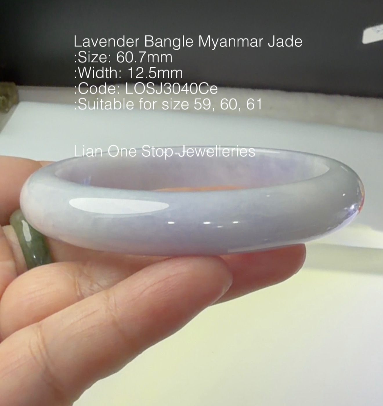 6.07cm Code: LOSJ3040Ce Lavender Bangle Myanmar Jade