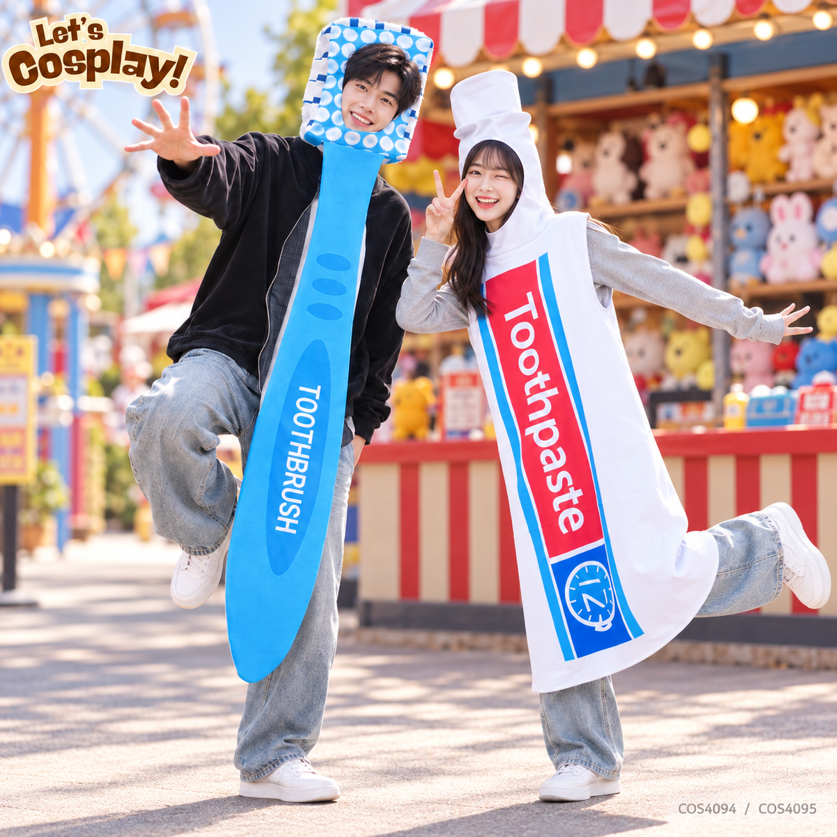 萬聖節搞笑牙膏牙刷情侶老Best服裝套裝,香港現貨Lets Cosplay CPL1007 COS4094-COS4095