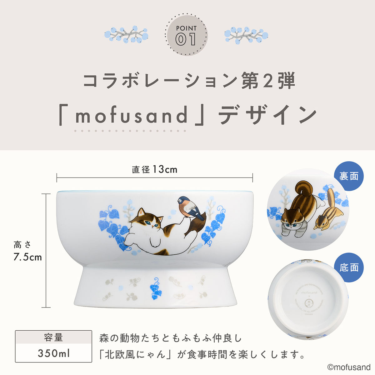 🎀【預訂】mofusand x 貓壱陶瓷貓飲水碗