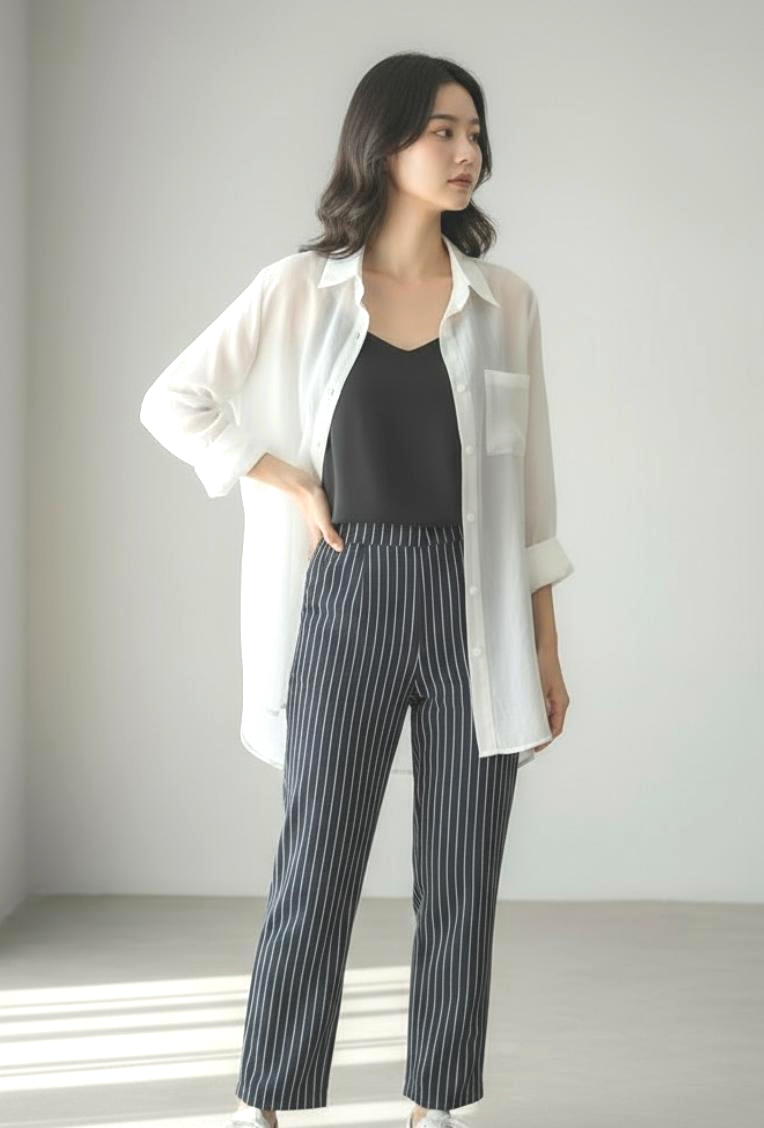 Sheer White Organza Button Up