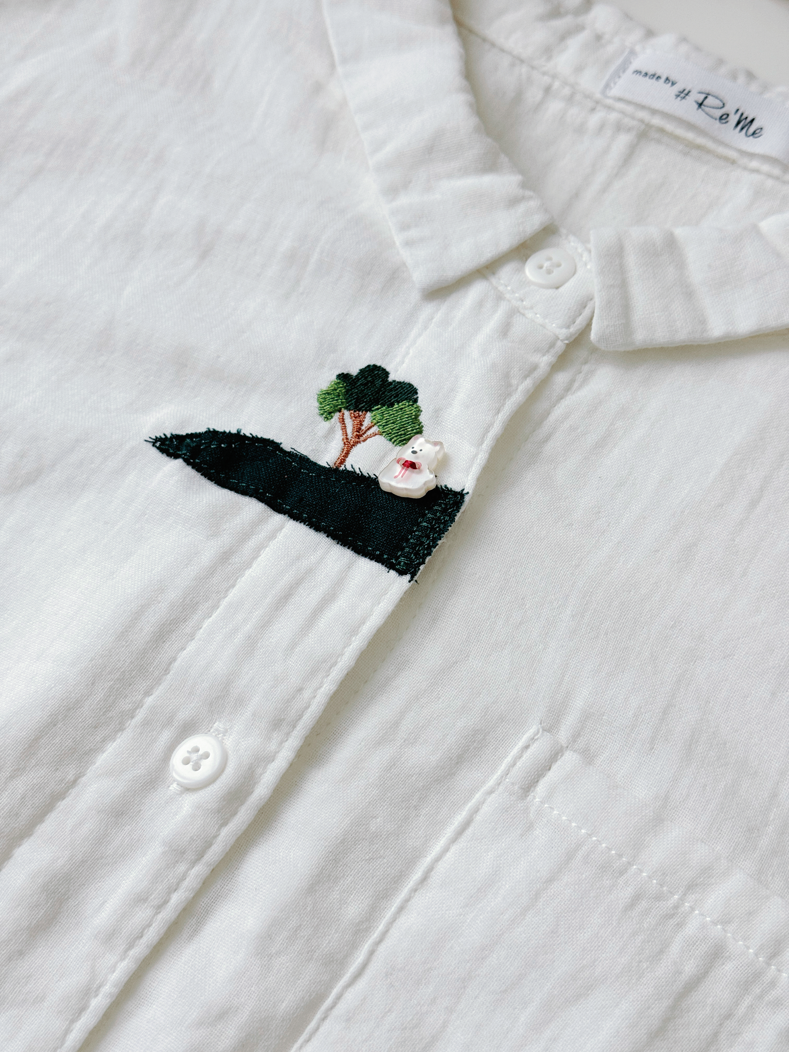 【Re‘Me Tiny Stitch 】 小白的微世界刺绣衬衫（下单后2-3天制作）