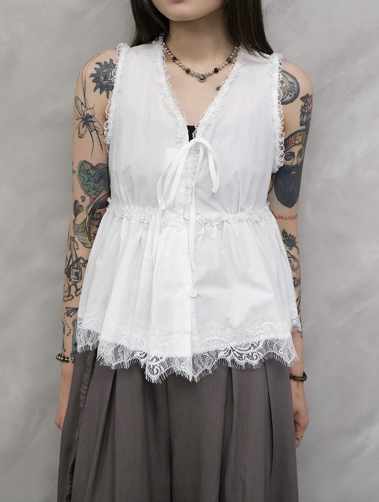 Lace ruffle blouse #top145