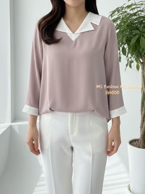 G6000 韓國🇰🇷靚料V領拼袖top