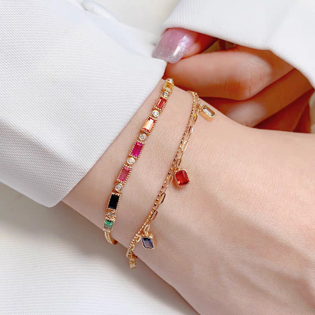 18K Fancy-color Sapphires Diamond Bracelet 