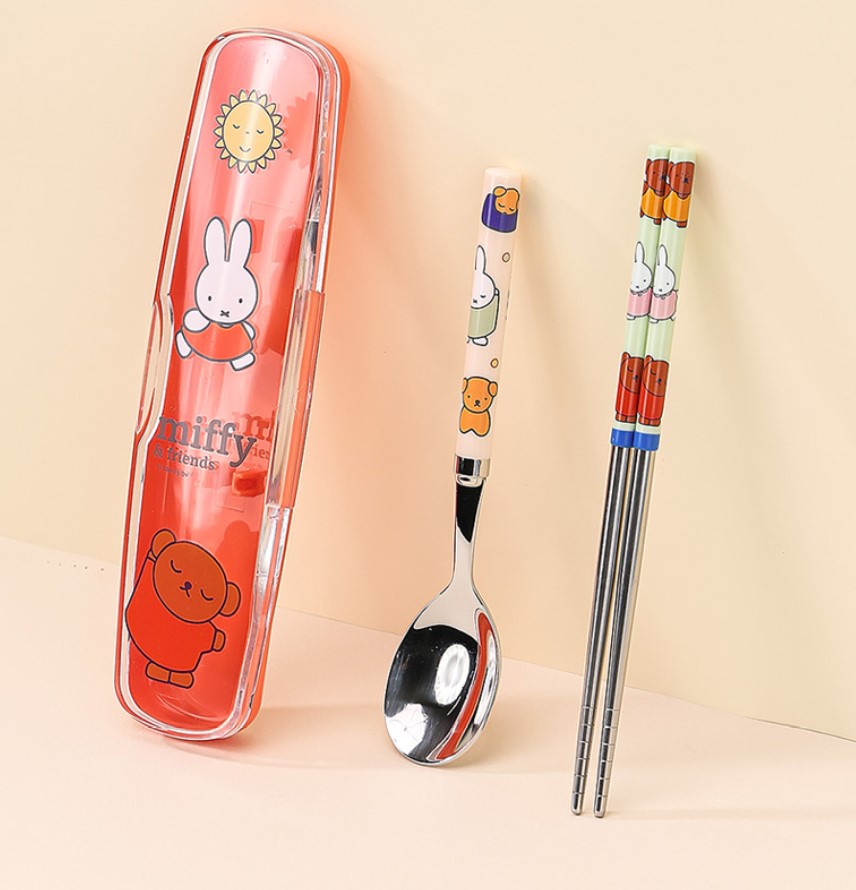【預訂】韓國直送 Miffy 不鏽鋼餐具 連收納盒 3件套