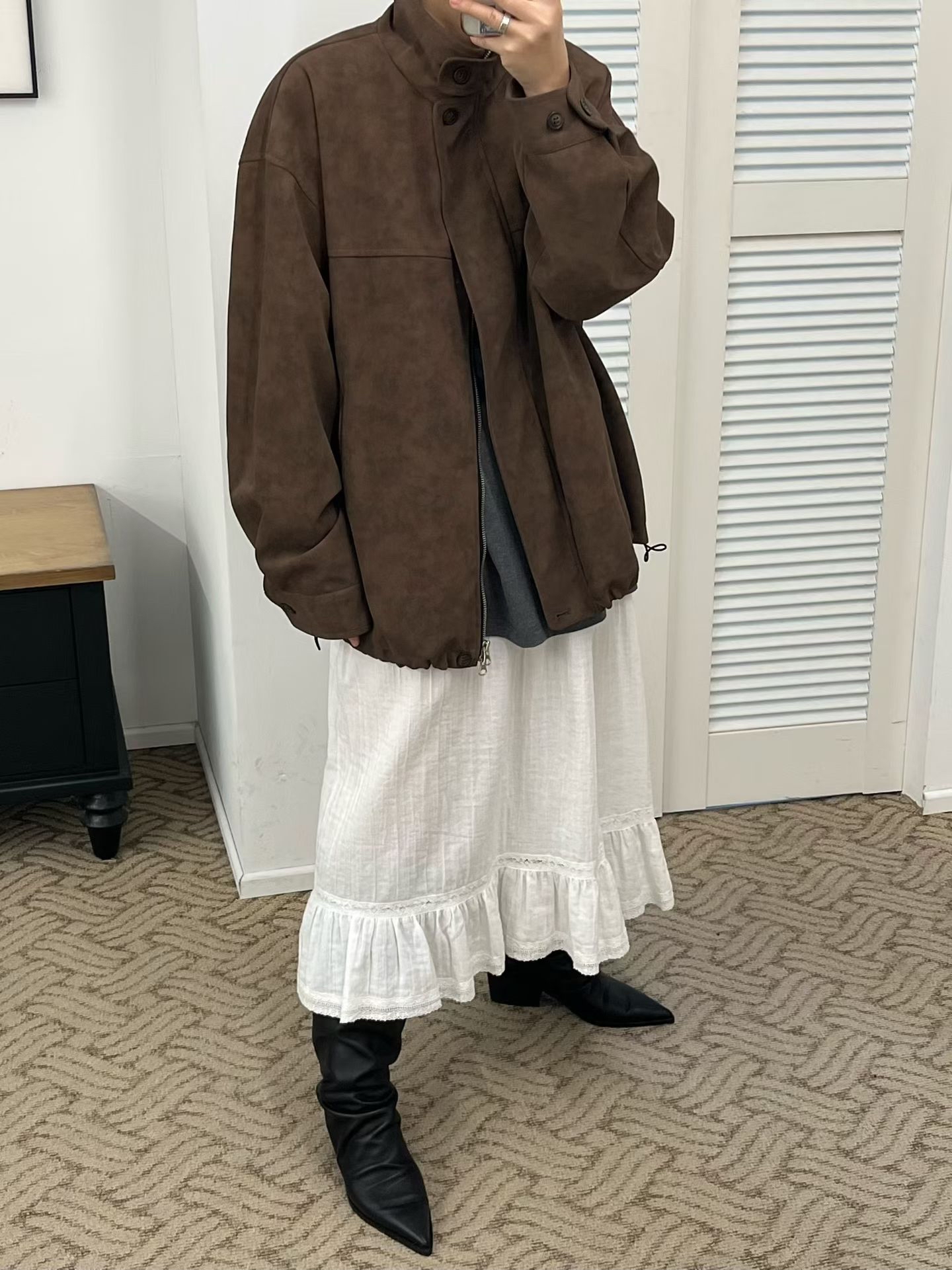 221626 側綁帶ruffle 腳長裙