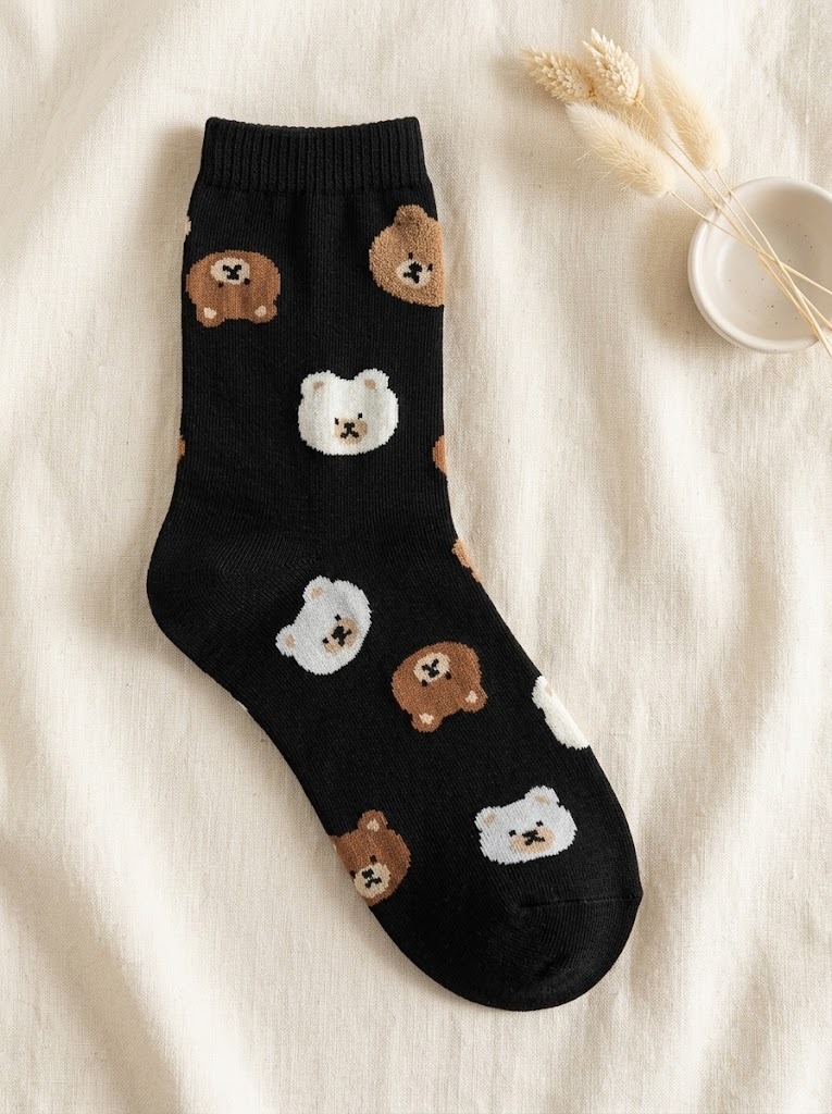 Korean Daily Animal Mid Crew Socks