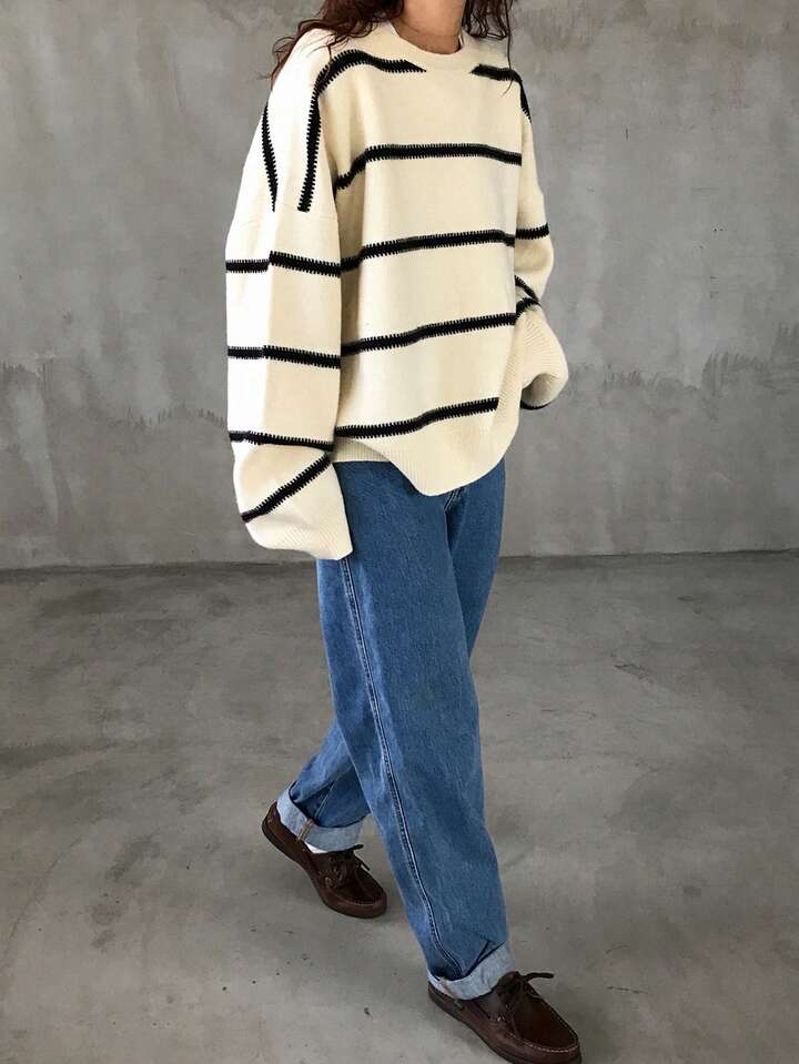 復古條紋針織毛衣