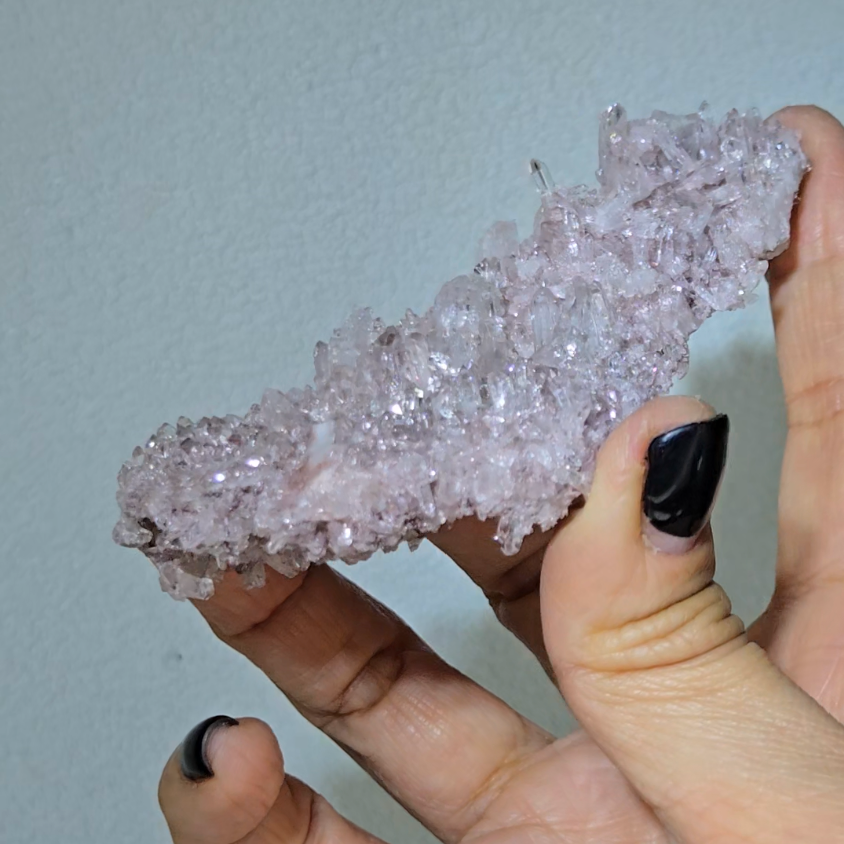 Pink Lemurian quartz cluster with crystals on both sides - LQ519