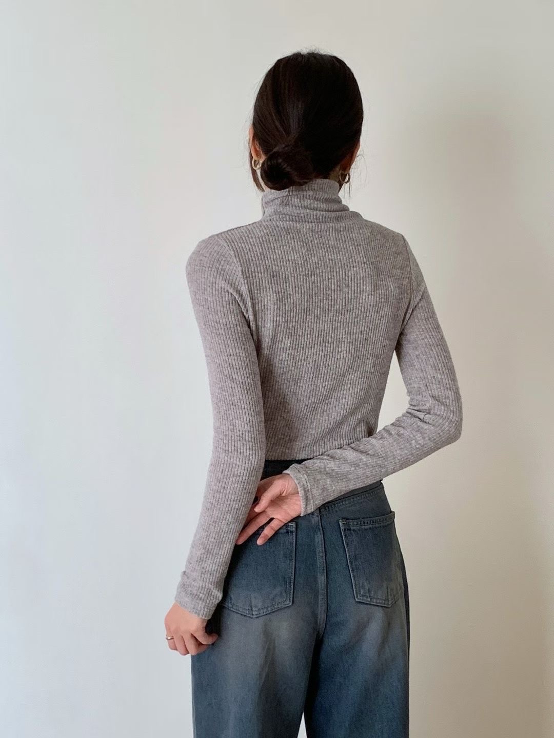 [𝙥𝙧𝙚-𝙤𝙧𝙙𝙚𝙧]10%羊毛羅紋高領長袖上衣(五色入)