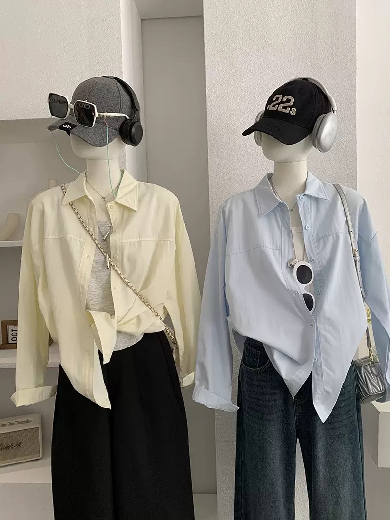 衬衫控必入！ 慵懒感中长款纯色衬衫